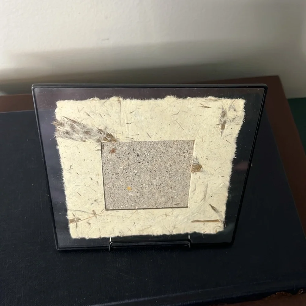 Handmade Natural fiber Paper Table‎ Top Photo Frame Glass & Black Metal Border
